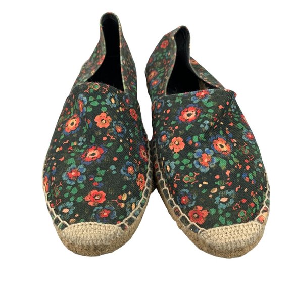 Isabel Marant Etoile Canae Canvas Espadrille Slip On Black Floral Flats Size 40 - Picture 1 of 12